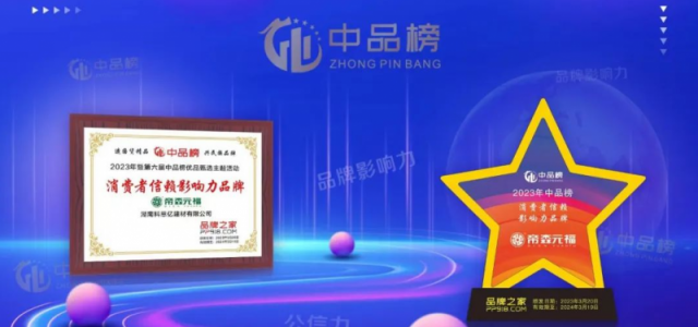 实力登榜|帝森元福斩获中品榜2023年度消费者信赖十大品牌荣誉！